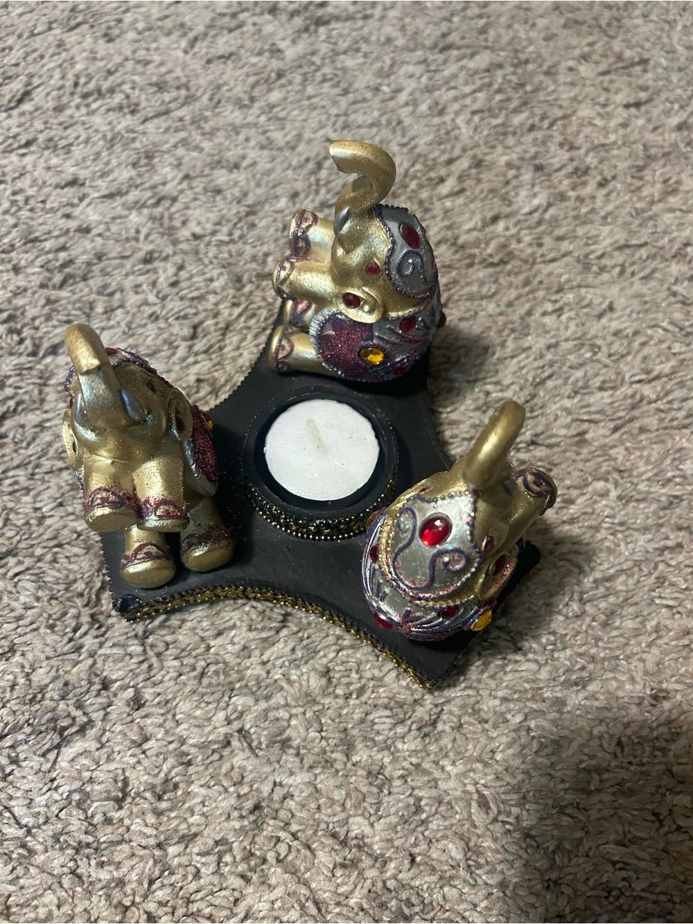 Lucky Elephant Tealight Candle Holder Trio - Decorative Home Accent
